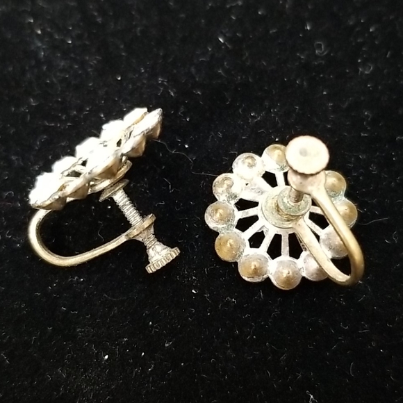 💎VINTAGE RHINESTONE SCREW-BACK EARRINGS - Picture 2 of 4